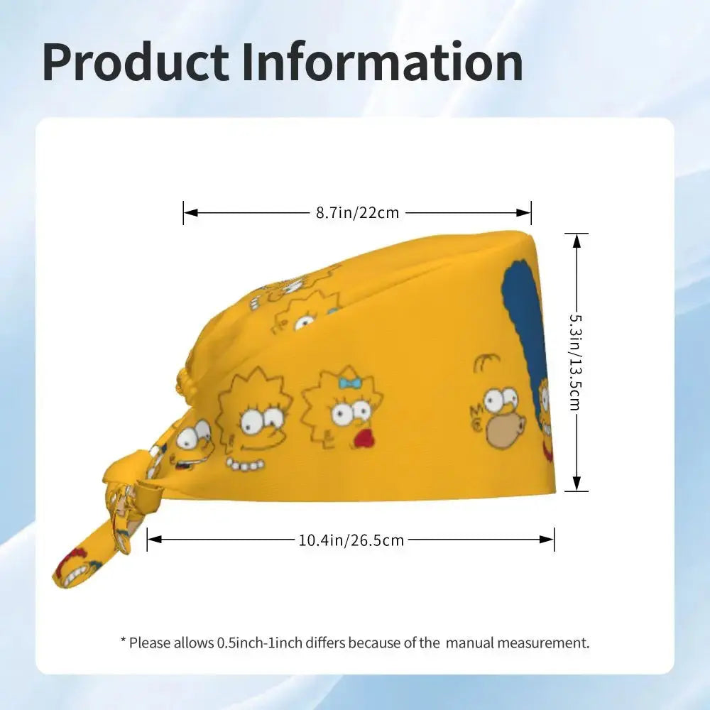 Personnalisé The Simpsons Cartoon Staff Medical Scrubs Hat Men Women Medical Nursing Surgical Scrub Caps MedSurgery Store For Digital Health