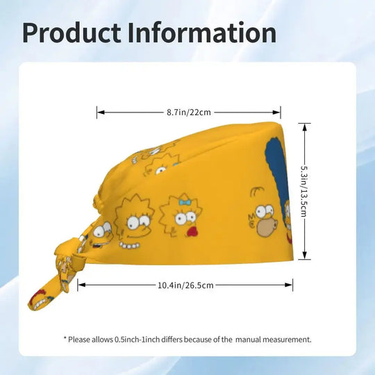 Personnalisé The Simpsons Cartoon Staff Medical Scrubs Hat Men Women Medical Nursing Surgical Scrub Caps MedSurgery Store For Digital Health