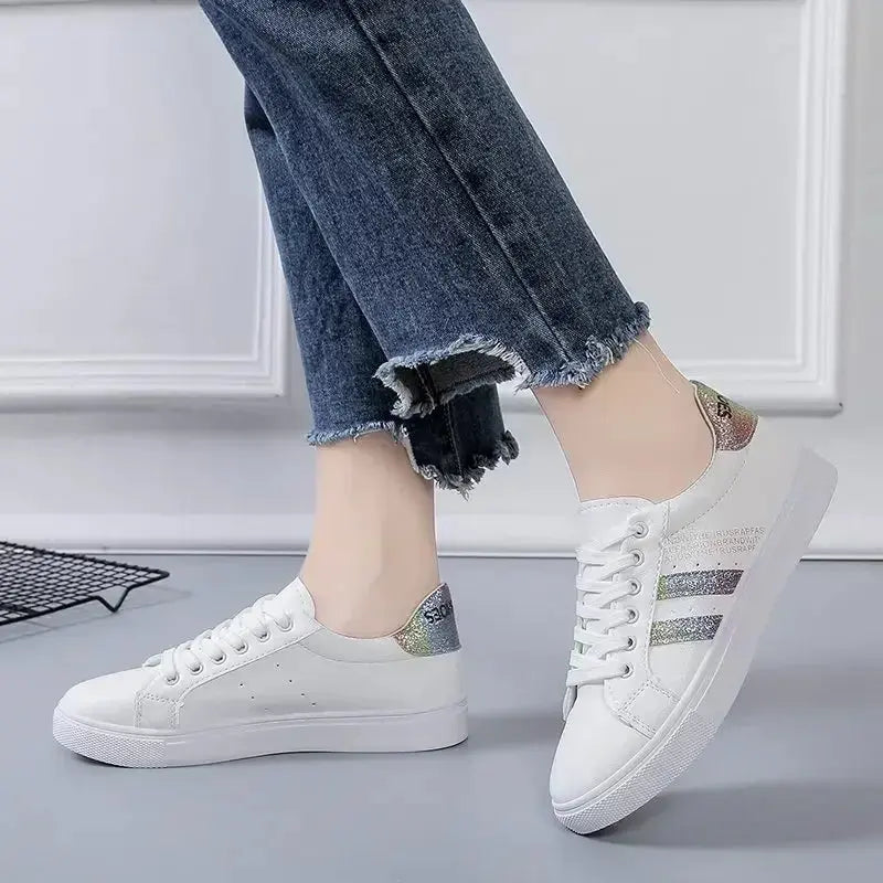 *Chaussures vulcanisées en cuir Pu pour femmes, baskets blanches, mode printemps, nouvelles chaussures blanc cassé MedSurgery Store For Digital Health