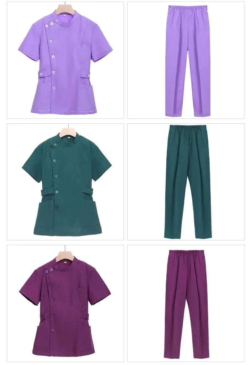 Ensemble de gommage court rose, uniforme médical pour infirmière et médecin, vêtements pour femmes, tenue d'infirmière deux pièces, robe d'hôpital de salon de beauté avec logo MedSurgery Store For Digital Health