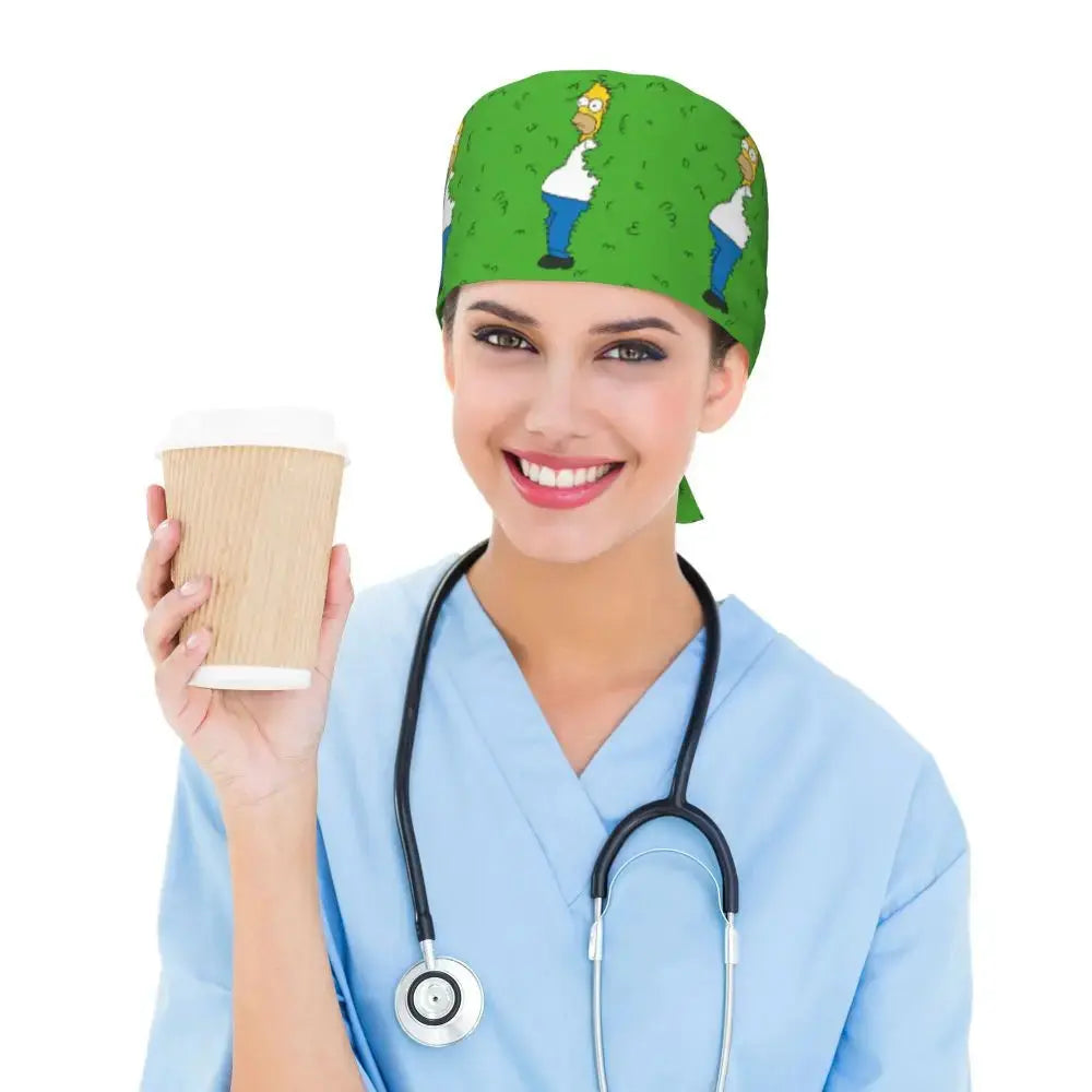 Personnalisé The Simpsons Cartoon Staff Medical Scrubs Hat Men Women Medical Nursing Surgical Scrub Caps MedSurgery Store For Digital Health