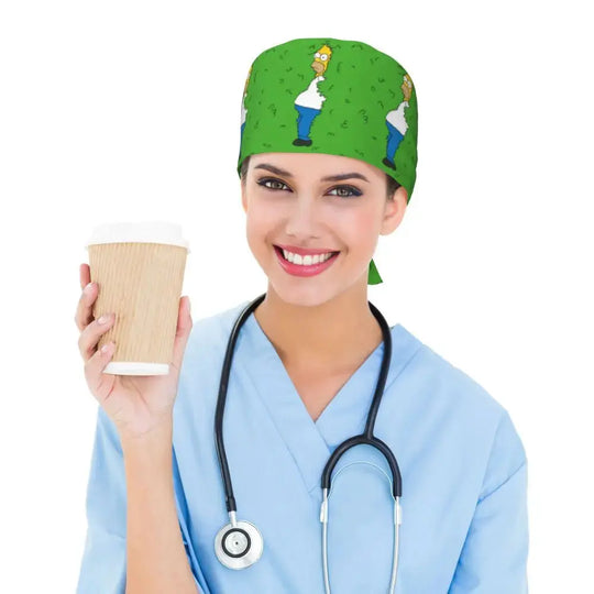 Personnalisé The Simpsons Cartoon Staff Medical Scrubs Hat Men Women Medical Nursing Surgical Scrub Caps MedSurgery Store For Digital Health