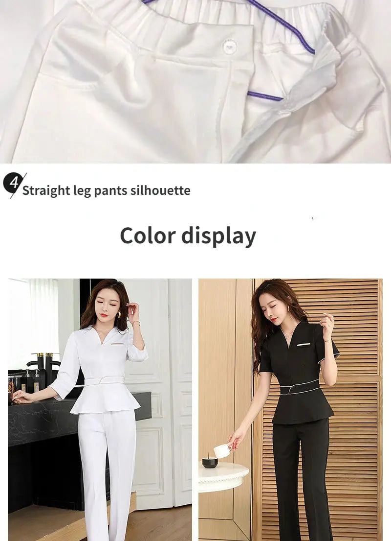 Uniforme d'été pour esthéticienne, combinaison à manches courtes pour salon de beauté, vêtements d'esthéticienne pour spa, vêtements de travail pour massage en hôtel, combinaison coréenne-BC MedSurgery Store For Digital Health