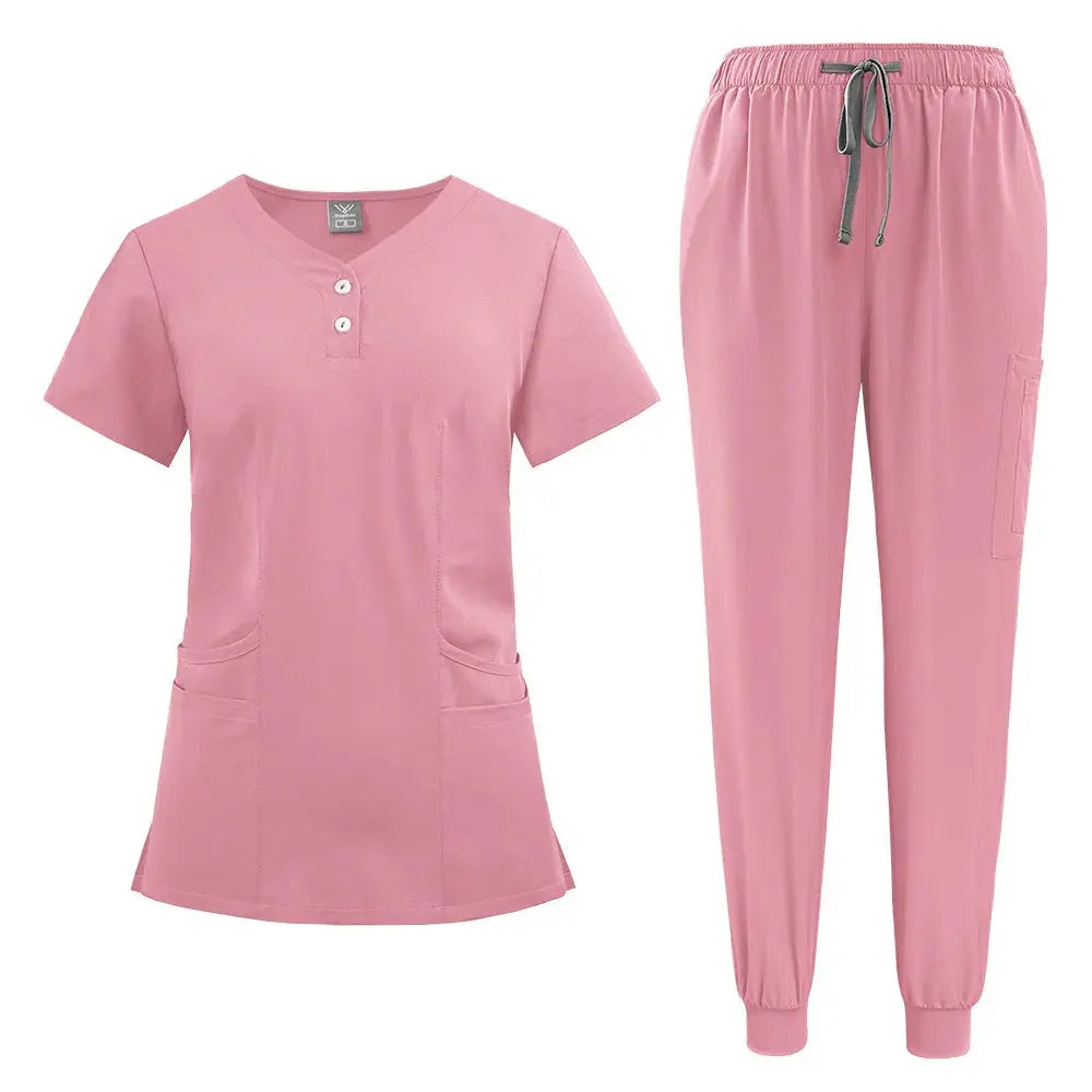 Ensemble de gommage pour femmes, haut de poche à col en V, pantalon de jogging exfoliant avec cordon de serrage, gants de soins infirmiers, gants de chirurgie CJdropshipping