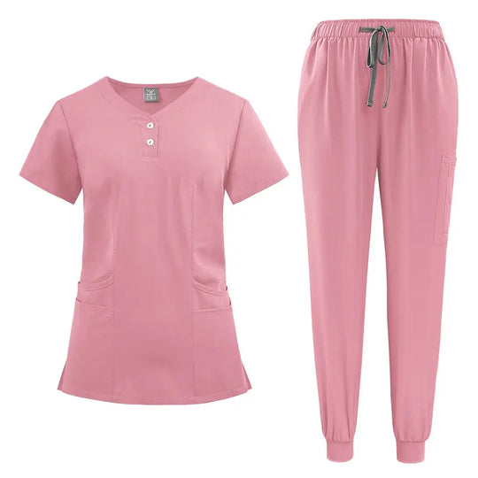 Ensemble de gommage pour femmes, haut de poche à col en V, pantalon de jogging exfoliant avec cordon de serrage, gants de soins infirmiers, gants de chirurgie CJdropshipping