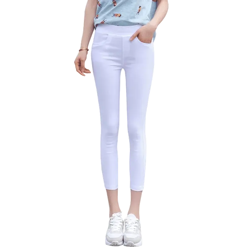Leggings fins blancs taille haute pour femmes, plonnings adeazant d'été dix-huit, plonnings petit pied sie... MedSurgery Store pour la santé numérique