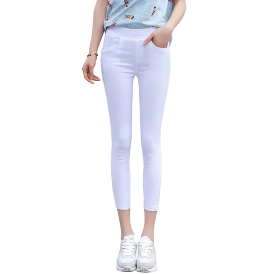 Leggings fins blancs taille haute pour femmes, plonnings adeazant d'été dix-huit, plonnings petit pied sie... MedSurgery Store pour la santé numérique