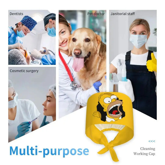 Personnalisé The Simpsons Cartoon Staff Medical Scrubs Hat Men Women Medical Nursing Surgical Scrub Caps MedSurgery Store For Digital Health