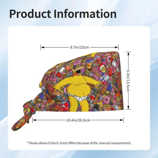 Personnalisé The Simpsons Cartoon Staff Medical Scrubs Hat Men Women Medical Nursing Surgical Scrub Caps MedSurgery Store For Digital Health