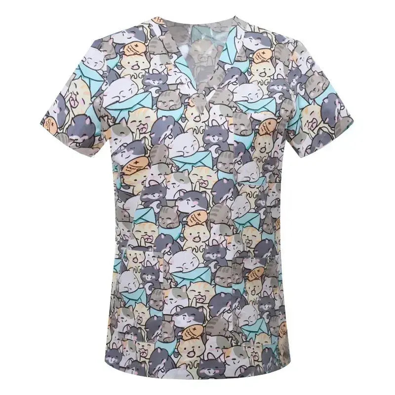 Blouse en coton imprimé animalier, blouse chirurgicale pour clinique vétérinaire, hôpital, soins infirmiers CJdropshipping