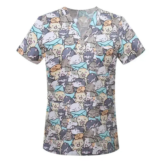 Blouse en coton imprimé animalier, blouse chirurgicale pour clinique vétérinaire, hôpital, soins infirmiers CJdropshipping