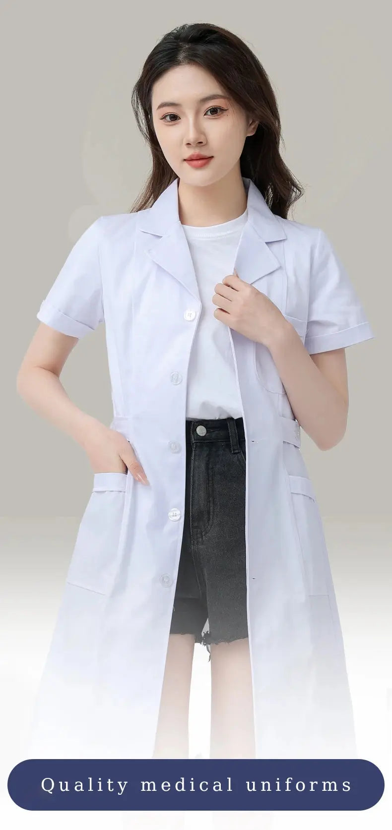 Blouse médicale blanche pour femme, blouse d'infirmière en coton, vêtements de travail d'hôpital, uniforme de travail professionnel de laboratoire scientifique de pharmacie MedSurgery Store For Digital Health