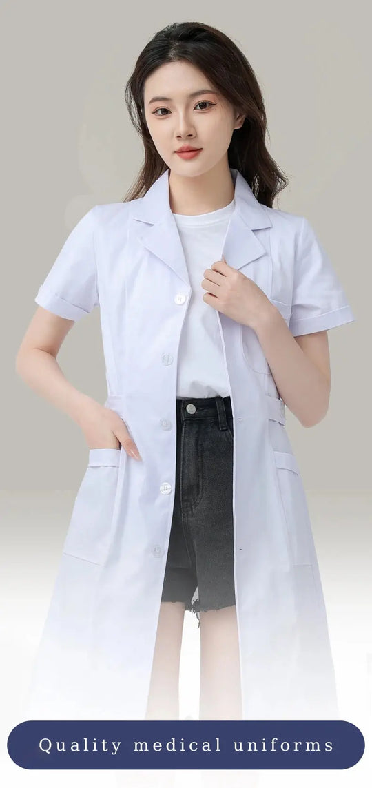 Blouse médicale blanche pour femme, blouse d'infirmière en coton, vêtements de travail d'hôpital, uniforme de travail professionnel de laboratoire scientifique de pharmacie MedSurgery Store For Digital Health