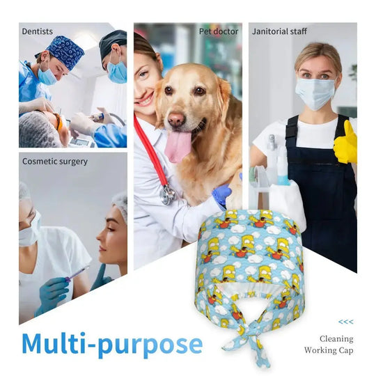 Personnalisé The Simpsons Cartoon Staff Medical Scrubs Hat Men Women Medical Nursing Surgical Scrub Caps MedSurgery Store For Digital Health