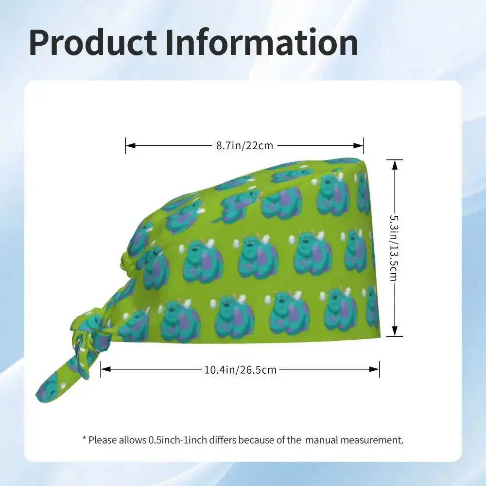 Casquette de travail réglable personnalisée avec dessin animé Monsters University, casquette chirurgicale pour hommes et femmes, casquette chirurgicale pour infirmières, médecins et chirurgiens MedSurgery Store For Digital Health