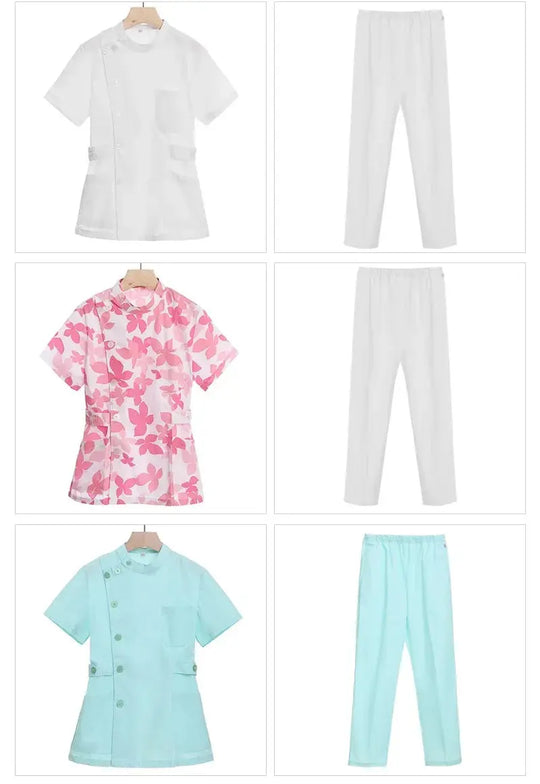 Ensemble de gommage court rose, uniforme médical pour infirmière et médecin, vêtements pour femmes, tenue d'infirmière deux pièces, robe d'hôpital de salon de beauté avec logo MedSurgery Store For Digital Health