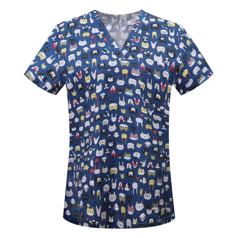 Blouse en coton imprimé animalier, blouse chirurgicale pour clinique vétérinaire, hôpital, soins infirmiers CJdropshipping