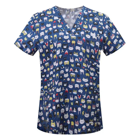 Blouse en coton imprimé animalier, blouse chirurgicale pour clinique vétérinaire, hôpital, soins infirmiers CJdropshipping
