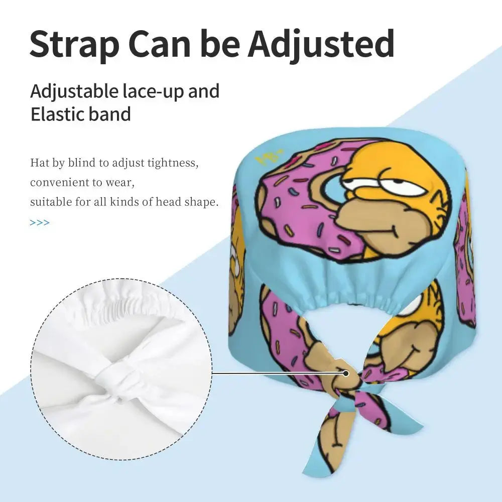 Personnalisé The Simpsons Cartoon Staff Medical Scrubs Hat Men Women Medical Nursing Surgical Scrub Caps MedSurgery Store For Digital Health