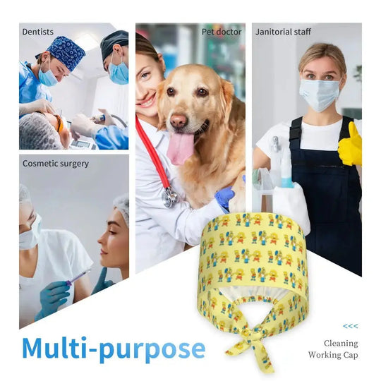 Personnalisé The Simpsons Cartoon Staff Medical Scrubs Hat Men Women Medical Nursing Surgical Scrub Caps MedSurgery Store For Digital Health
