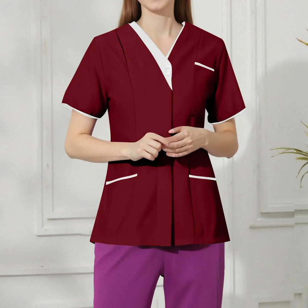 Filipina Medical Elite ISHOWTIENDA - Uniforme clinique ergonomique à manches courtes avec col en V CJdropshipping