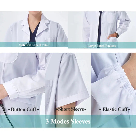 Blouse de laboratoire blanche bon marché pour femmes, hommes, étudiants, chimie, professionnels de la santé, infirmière, manches longues, blouse de médecin XK002 MedSurgery Store For Digital Health