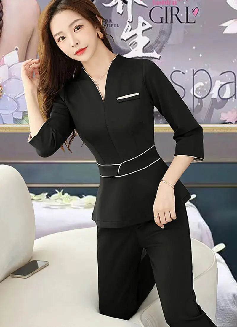 Uniforme d'été pour esthéticienne, combinaison à manches courtes pour salon de beauté, vêtements d'esthéticienne pour spa, vêtements de travail pour massage en hôtel, combinaison coréenne-BC MedSurgery Store For Digital Health
