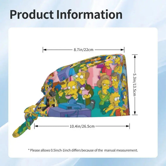 Personnalisé The Simpsons Cartoon Staff Medical Scrubs Hat Men Women Medical Nursing Surgical Scrub Caps MedSurgery Store For Digital Health