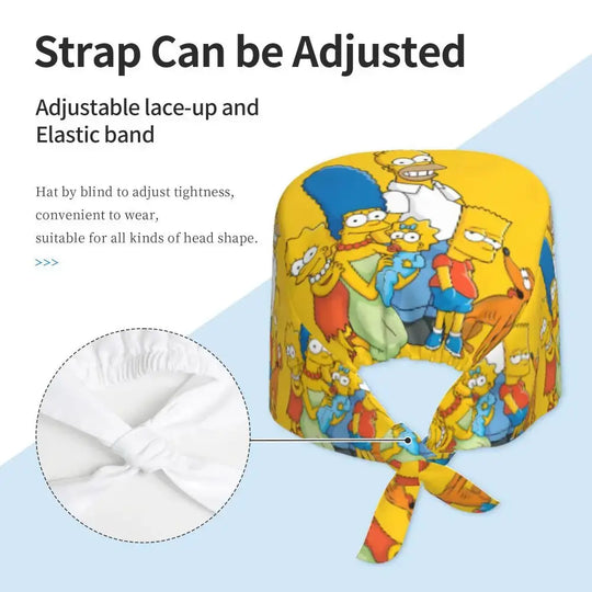 Personnalisé The Simpsons Cartoon Staff Medical Scrubs Hat Men Women Medical Nursing Surgical Scrub Caps MedSurgery Store For Digital Health