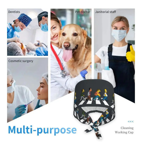 Personnalisé The Simpsons Cartoon Staff Medical Scrubs Hat Men Women Medical Nursing Surgical Scrub Caps MedSurgery Store For Digital Health