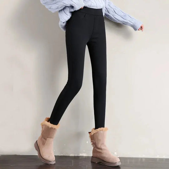 Leggings chauds d'hiver pour femmes, pantalon ajusté en velours épais, pantalon skinny stretch solide avec taille élastique, noir et blanc MedSurgery Store For Digital Health