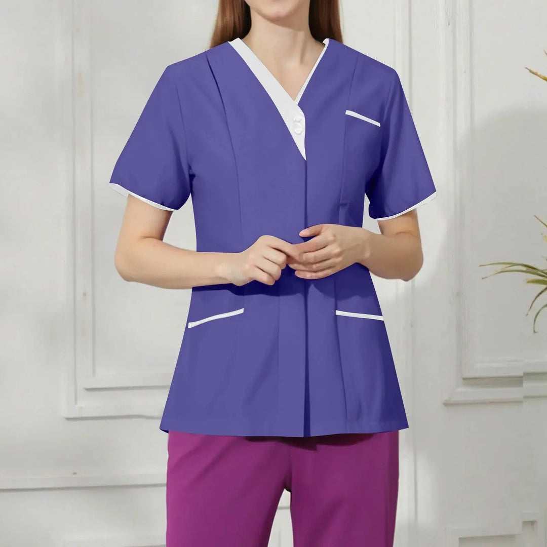 Filipina Medical Elite ISHOWTIENDA - Uniforme clinique ergonomique à manches courtes avec col en V CJdropshipping