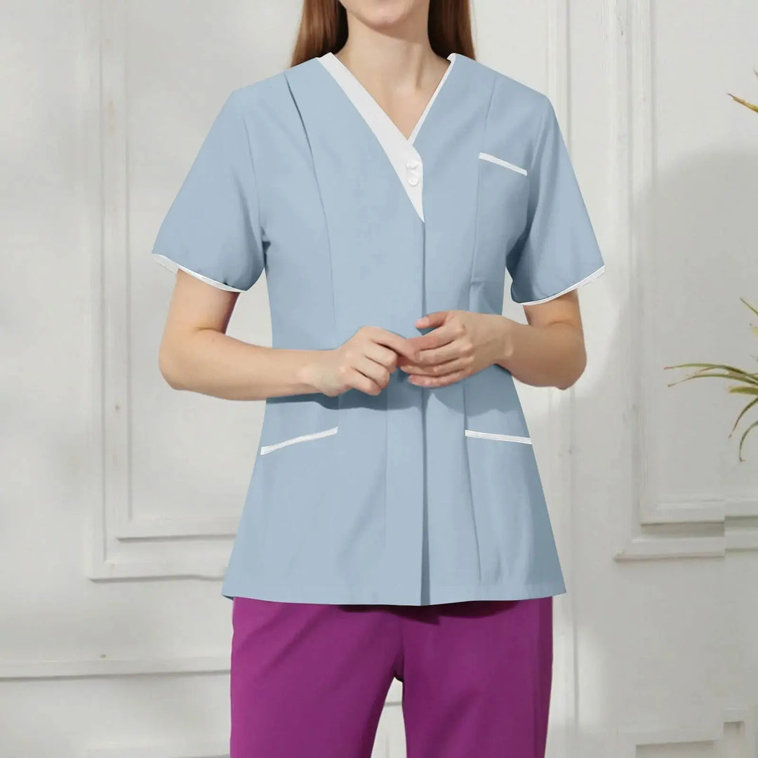 Filipina Medical Elite ISHOWTIENDA - Uniforme clinique ergonomique à manches courtes avec col en V CJdropshipping