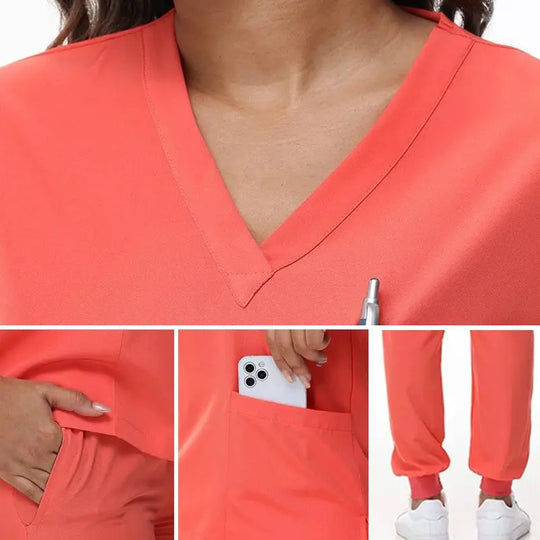 2025 nouvelles blouses de soins infirmiers à col en V, pantalons de jogging, ensembles de blouses de chirurgie, blouses dentaires, blouses d'hôpital, blouses d'hôpital S21 MedSurgery Store For Digital Health