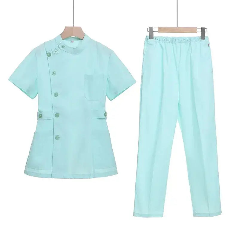 Ensemble de gommage court rose, uniforme médical pour infirmière et médecin, vêtements pour femmes, tenue d'infirmière deux pièces, robe d'hôpital de salon de beauté avec logo MedSurgery Store For Digital Health
