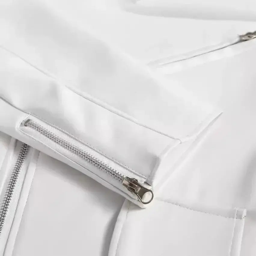 Veste en cuir PU blanc pour homme, manteau à manches longues style moto punk, automne hiver MedSurgery Store For Digital Health