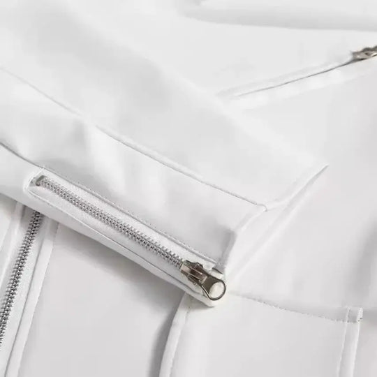 Veste en cuir PU blanc pour homme, manteau à manches longues style moto punk, automne hiver MedSurgery Store For Digital Health