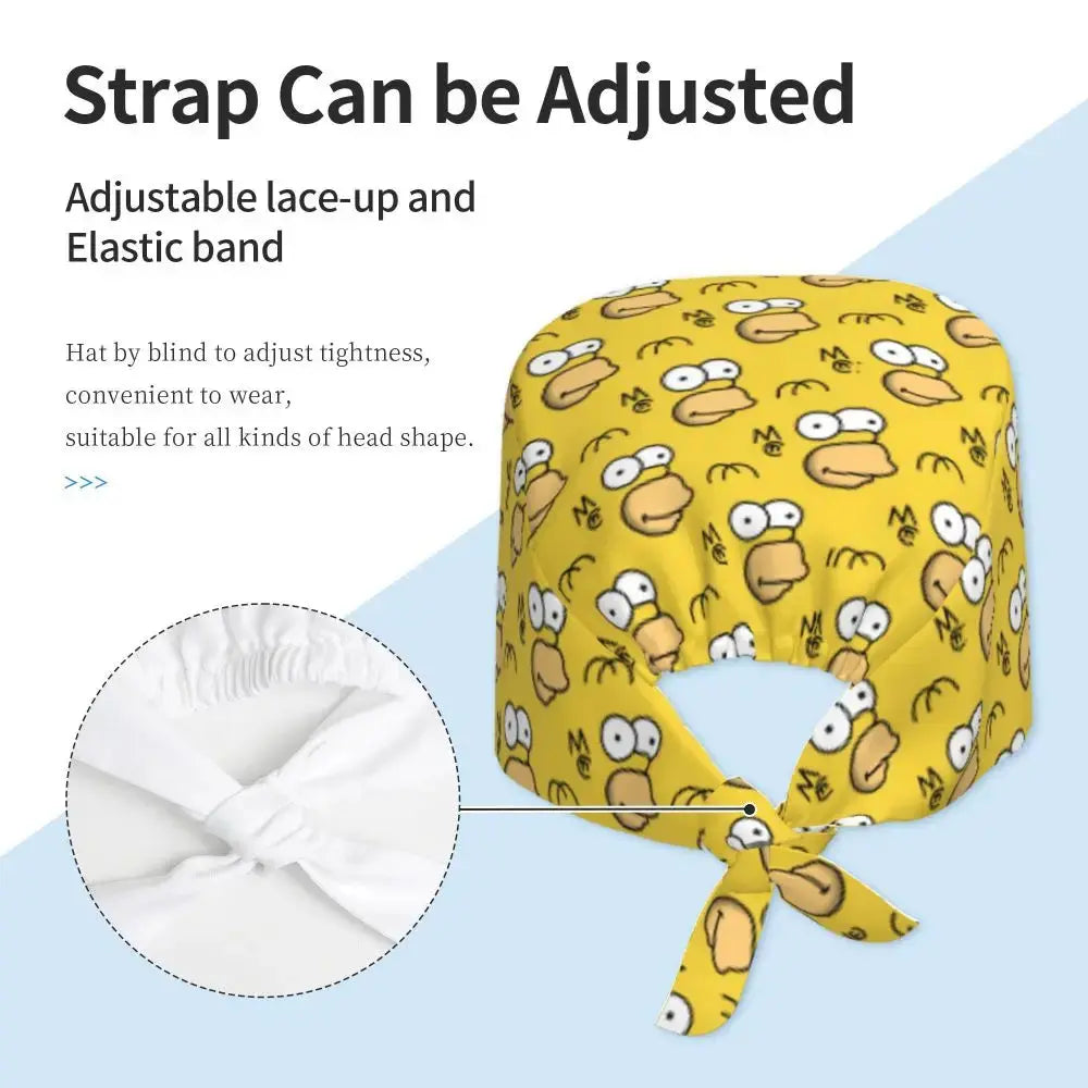 Personnalisé The Simpsons Cartoon Staff Medical Scrubs Hat Men Women Medical Nursing Surgical Scrub Caps MedSurgery Store For Digital Health