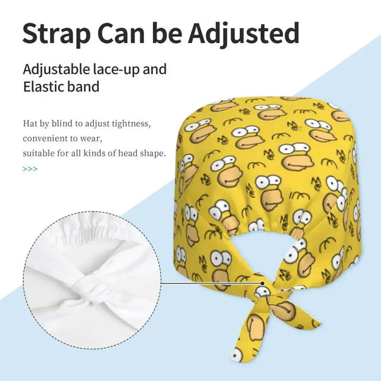 Personnalisé The Simpsons Cartoon Staff Medical Scrubs Hat Men Women Medical Nursing Surgical Scrub Caps MedSurgery Store For Digital Health
