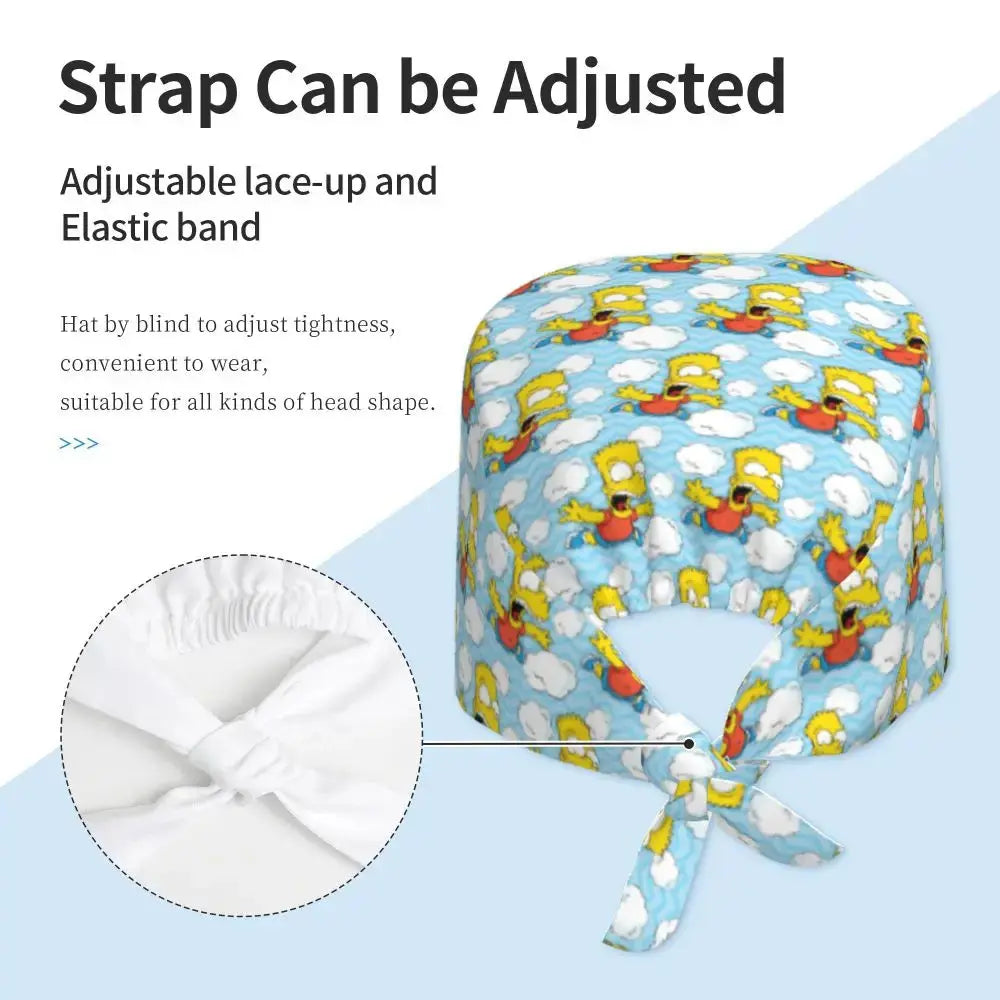 Personnalisé The Simpsons Cartoon Staff Medical Scrubs Hat Men Women Medical Nursing Surgical Scrub Caps MedSurgery Store For Digital Health