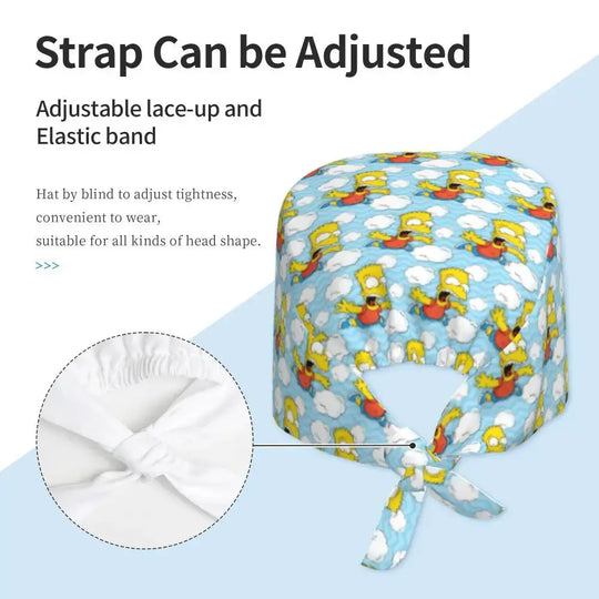 Personnalisé The Simpsons Cartoon Staff Medical Scrubs Hat Men Women Medical Nursing Surgical Scrub Caps MedSurgery Store For Digital Health