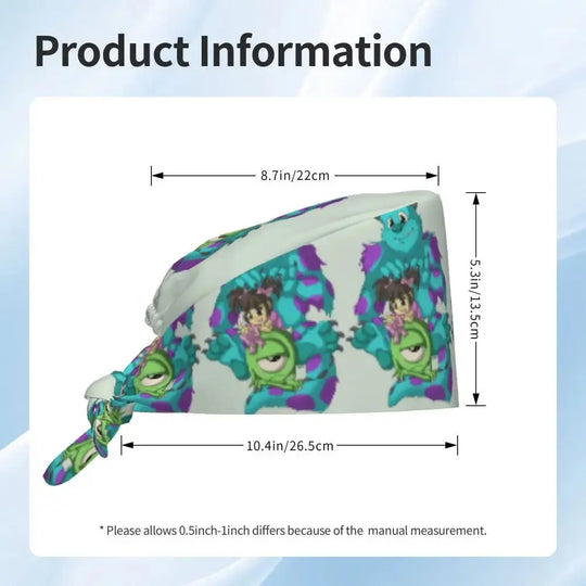 Casquette de travail réglable personnalisée avec dessin animé Monsters University, casquette chirurgicale pour hommes et femmes, casquette chirurgicale pour infirmières, médecins et chirurgiens MedSurgery Store For Digital Health
