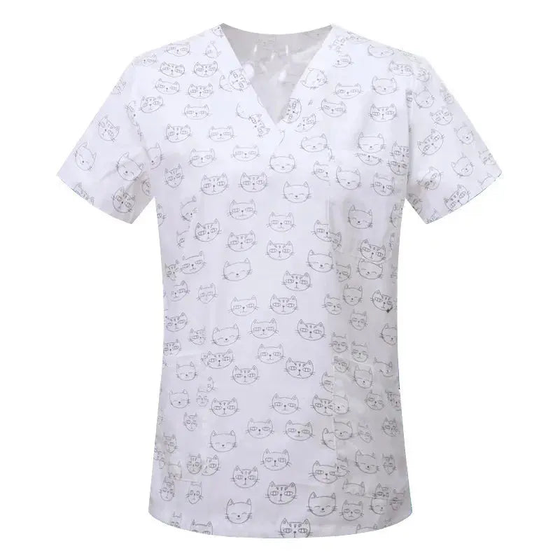 Blouse en coton imprimé animalier, blouse chirurgicale pour clinique vétérinaire, hôpital, soins infirmiers CJdropshipping