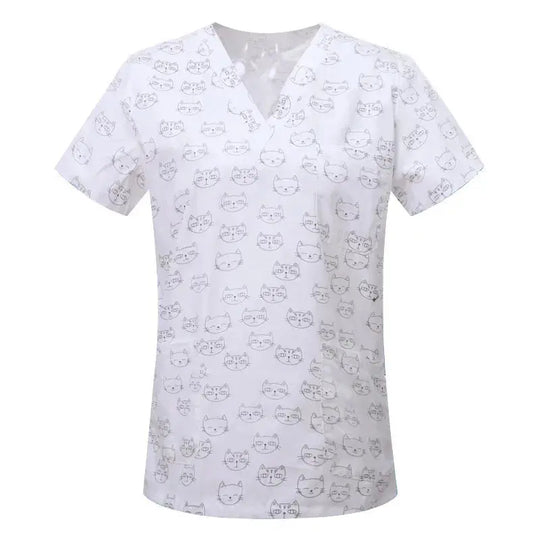 Blouse en coton imprimé animalier, blouse chirurgicale pour clinique vétérinaire, hôpital, soins infirmiers CJdropshipping