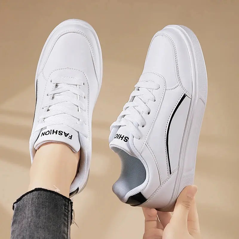 Chaussures blanches pour femmes, chaussures plates décontractées à lacets en ardoise blanche, chaussures de marche en cuir PU, semelle épaisse, mode de luxe pour les activités de plein air MedSurgery Store For Digital Health