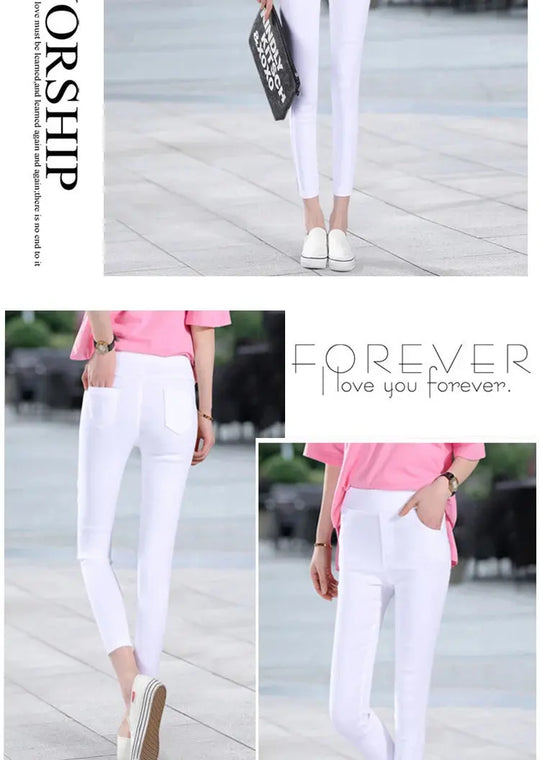 Leggings fins blancs taille haute pour femmes, plonnings adeazant d'été dix-huit, plonnings petit pied sie... MedSurgery Store pour la santé numérique