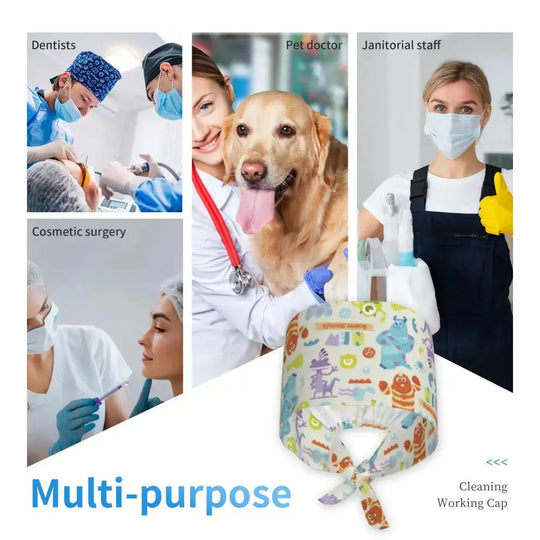 Casquette de travail réglable personnalisée avec dessin animé Monsters University, casquette chirurgicale pour hommes et femmes, casquette chirurgicale pour infirmières, médecins et chirurgiens MedSurgery Store For Digital Health