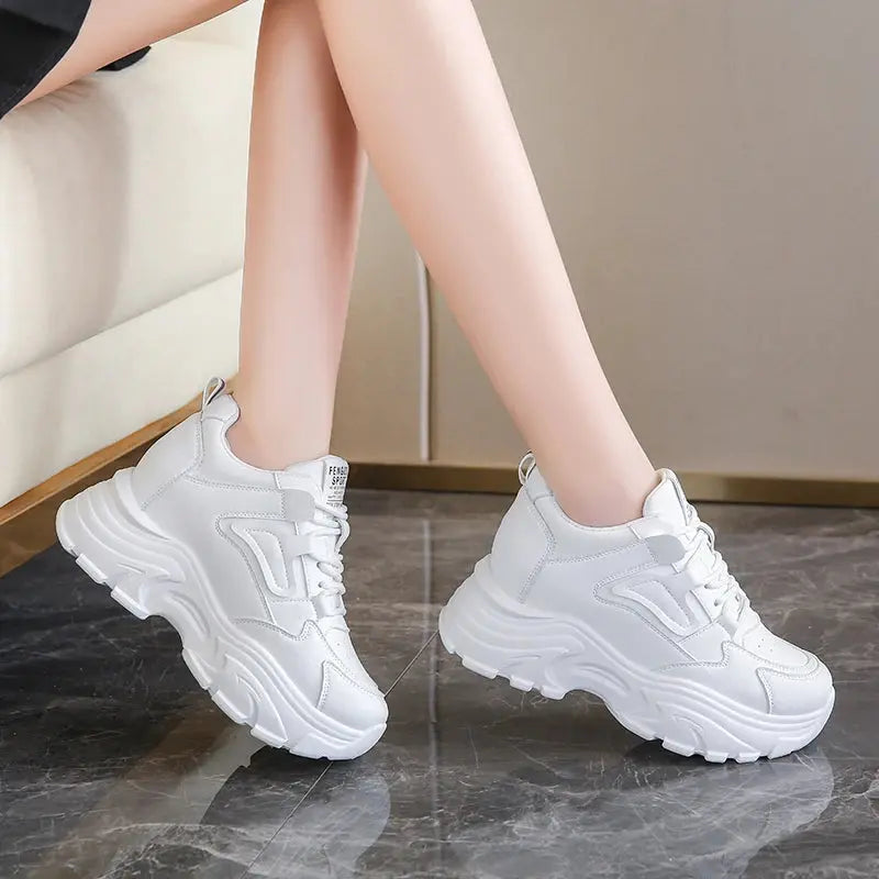 Baskets blanches à plateforme, chaussures vulcanisées à lacets à fond épais, cuir Pu, respirant, printemps 2024 MedSurgery Store For Digital Health