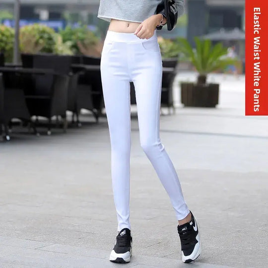 Leggings fins blancs taille haute pour femmes, plonnings adeazant d'été dix-huit, plonnings petit pied sie... MedSurgery Store pour la santé numérique