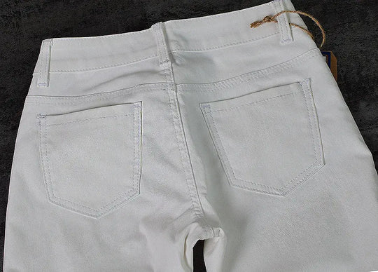 Pantalon taille basse pour femme, pantalon élastique moulant avec double fermeture éclair, pantalon en faux cuir blanc pour femme MedSurgery Store For Digital Health